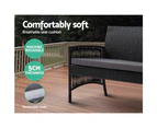 Gardeon Outdoor Furniture Set Wicker Cushion 4pc Black