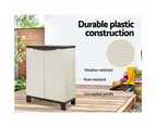 Gardeon 92cm Outdoor Storage Cabinet Box Lockable Cupboard Sheds Adjustable Rattan Beige