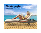 Gardeon 2PC Sun Lounge Wicker Lounger Outdoor Furniture Beach Chair Adjustable Cushion Grey&Beige