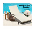 Gardeon 2PC Sun Lounge Wicker Lounger Outdoor Furniture Beach Chair Adjustable Cushion Grey&Beige