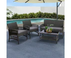 Gardeon 4PCS Outdoor Sofa Set Wicker Harp Chair Table Garden Furniture Grey