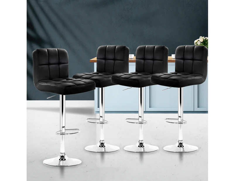 Artiss 4x Bar Stools Leather Gas Lift Black