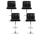 Bar Stools Set of 4 Adjustable Swivel Stool Kitchen Chairs Black