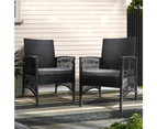 Gardeon 2PC Outdoor Dining Chairs Patio Furniture Wicker Lounge Chair Garden