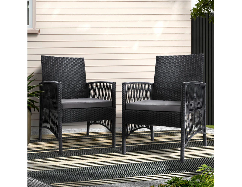 Gardeon 2PC Outdoor Dining Chairs Patio Furniture Wicker Lounge Chair Garden