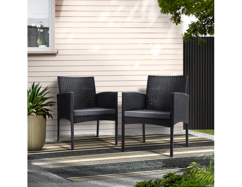 Gardeon 2PC Outdoor Dining Chairs Patio Furniture Rattan Lounge Chair XL Ezra