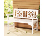 Gardeon Outdoor Garden Bench Wooden Chair 2 Seat Patio Furniture Lounge White