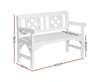 Gardeon Outdoor Garden Bench Wooden Chair 2 Seat Patio Furniture Lounge White