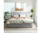 Fabric Storage Bed Frame with 4 Large Drawers in King, Queen and Double Size (Vertical Panel, Grey)