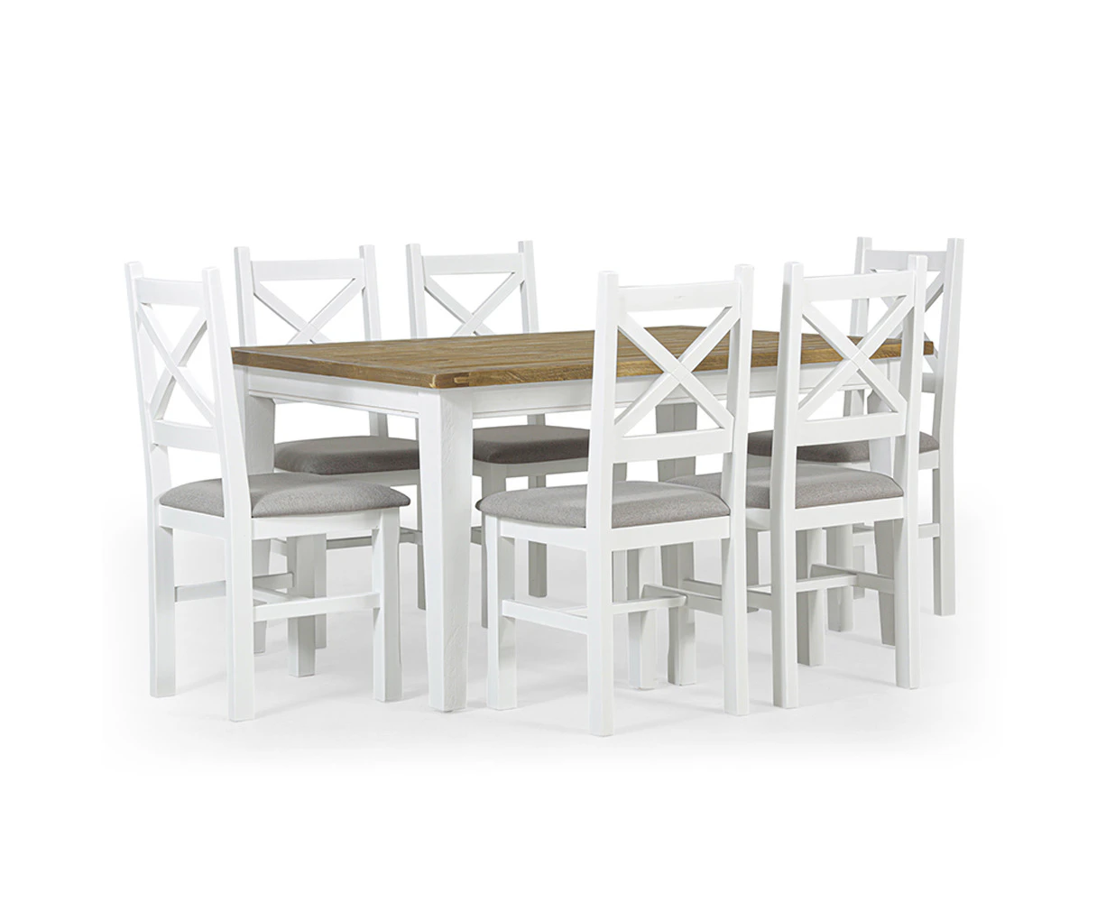 Leura Belle Rustic 6 Seater Rectangle Dining Table and Ashton Chairs Setting - Dining Settings -