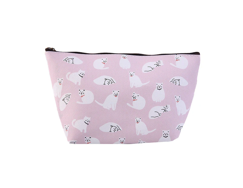 Pink cat*Lovely purse Canvas waterproof Makeup bag Ladies zipper travel makeup bag