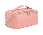 Pink*Large capacity travel makeup bag makeup bag portable leather travel bag