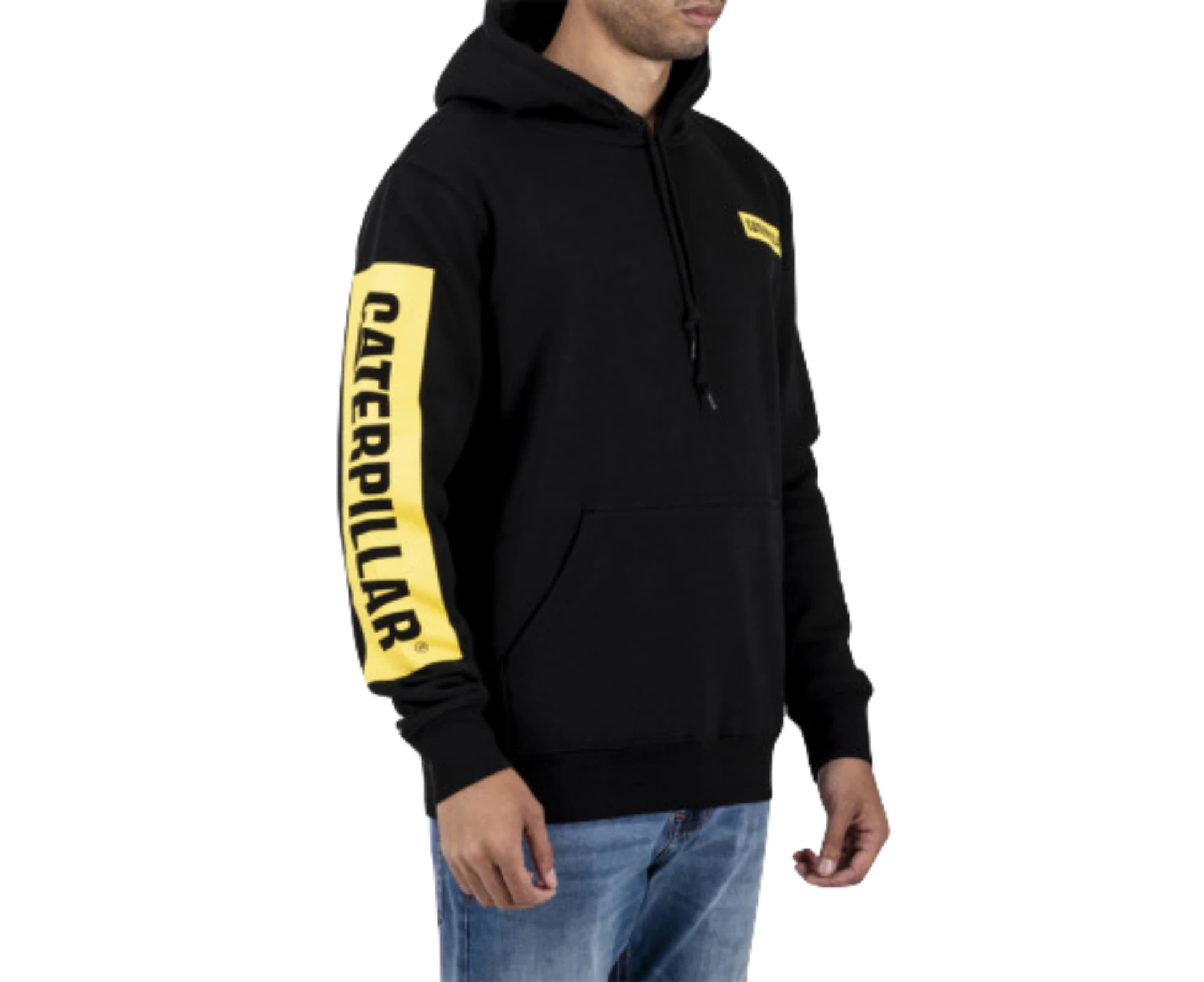 Caterpillar Triton Block Hoody Hooded Sweat Hoodie Jumper - Black/Yellow