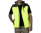 Caterpillar Hi-Vis Hooded Mens Work Vest Jacket - Water Resistant - Yellow