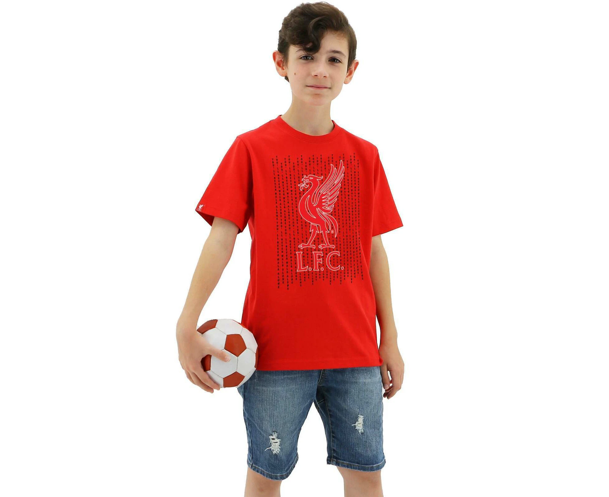 Liverpool FC Youth Boys Liverbird Crew T Shirt Top Tee Soccer LFC - Red