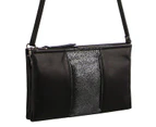 Pierre Cardin Women/Ladies Italian 24cm Leather Zip Crossbody Bag/Clutch Black