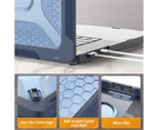WASSUP MacBook Pro 16 inch (2019) A2141 Honeycomb Heavy Duty Protective Case With Slim TPU Bumper & Fold Kickstand-DarkBlue