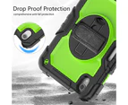 WASSUP iPad Mini 6th Gen 8.3 inch 2021 Drop Protection Case With Screen Protector 360 Rotating Hand Strap Stand & Shoulder Strap-Green&Black