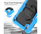 WASSUP iPad Mini 6th Gen 8.3 inch 2021 Drop Protection Case With Screen Protector 360 Rotating Hand Strap Stand & Shoulder Strap-Black&lightBlue