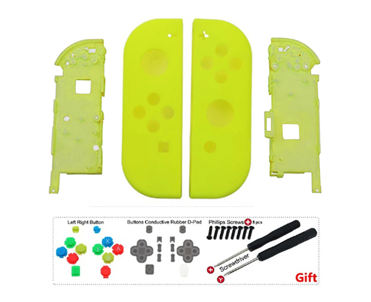 Soft Touch Grip Handheld Controller Housing with Full Set Buttons, Replacement Shell Case for Nintendo Switch Console Shell NOT In-Yellow green