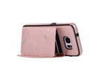 Leather Case for Samsung Galaxy S7 Edge Wallet Case with Card Slots Shockproof Flip Cover-Rose Gold