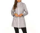 ICB Women's Midi-Length Rain Jacket - Light Grey