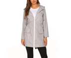 ICB Women's Midi-Length Rain Jacket - Light Grey