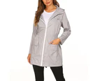 ICB Women's Midi-Length Rain Jacket - Light Grey