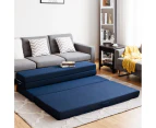 Giantex 4-Fold Sponge Mattress Folding Sleeping Futon Portable Sofa Bed Guests Floor Mat Queen Size Navy