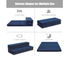 Giantex 4-Fold Sponge Mattress Folding Sleeping Futon Portable Sofa Bed Guests Floor Mat Queen Size Navy