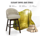 Giantex 2x Swivel Bar Stools Fabric Bar Height Pub Chairs w/Rubber Wood Legs Kitchen Cafe Dining Beige