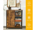 Giantex Kitchen Storage Cabinet Sideboard Cupboard Organizer w/3 Open Shelves & Door 81cm Living Room Natural