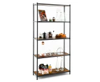 Giantex 5-Tier Industrial Bookshelf Wood Bookcase Storage Display Rack Rustic Brown