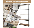 Giantex 5-Tier Industrial Bookshelf Wood Bookcase Storage Display Rack Rustic Brown