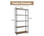 Giantex 5-Tier Industrial Bookshelf Wood Bookcase Storage Display Rack Rustic Brown