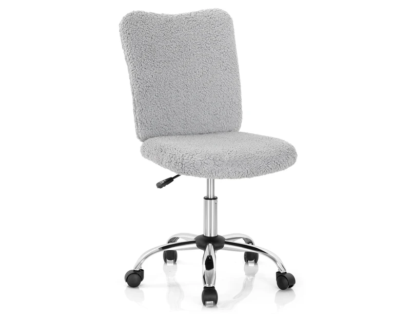 Giantex Mobile Accent Chair Ergonomic Office Chair w/Height Adjustable Swivel Desk Chair Vanity Chair Grey