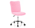 Giantex Accent Office Chair Armless Leisure Chair Faux Fur Height Adjustable Computer Desk Chair Study Office Pink