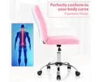 Giantex Accent Office Chair Armless Leisure Chair Faux Fur Height Adjustable Computer Desk Chair Study Office Pink