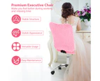 Giantex Accent Office Chair Armless Leisure Chair Faux Fur Height Adjustable Computer Desk Chair Study Office Pink