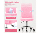 Giantex Accent Office Chair Armless Leisure Chair Faux Fur Height Adjustable Computer Desk Chair Study Office Pink