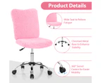 Giantex Accent Office Chair Armless Leisure Chair Faux Fur Height Adjustable Computer Desk Chair Study Office Pink