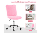 Giantex Accent Office Chair Armless Leisure Chair Faux Fur Height Adjustable Computer Desk Chair Study Office Pink