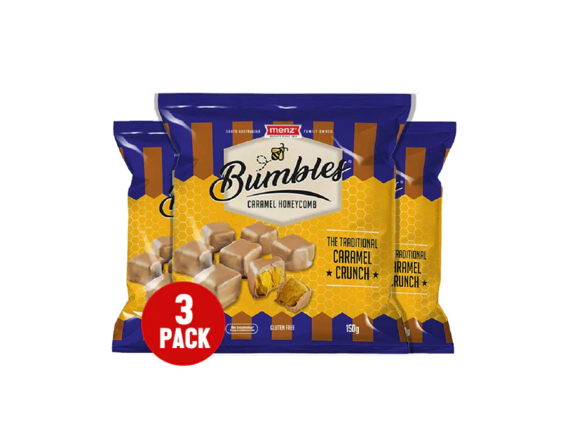 Menz Bumbles Caramel Choc Honeycomb 150g x 3