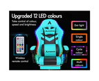 ALFORDSON Gaming Chair with 8-Point Massage 12 RGB LED Cyan & Black