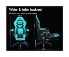 ALFORDSON Gaming Chair with 8-Point Massage 12 RGB LED Cyan & Black