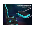 ALFORDSON Gaming Chair with 8-Point Massage 12 RGB LED Cyan & Black