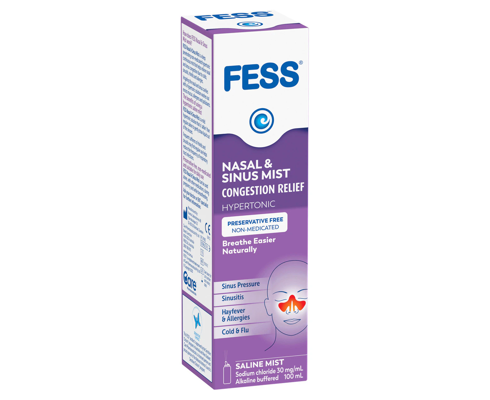 Fess Sinu Cleanse Nasal and Sinus Irrigation Congestion Relief Hypertonic Spray 100 ml