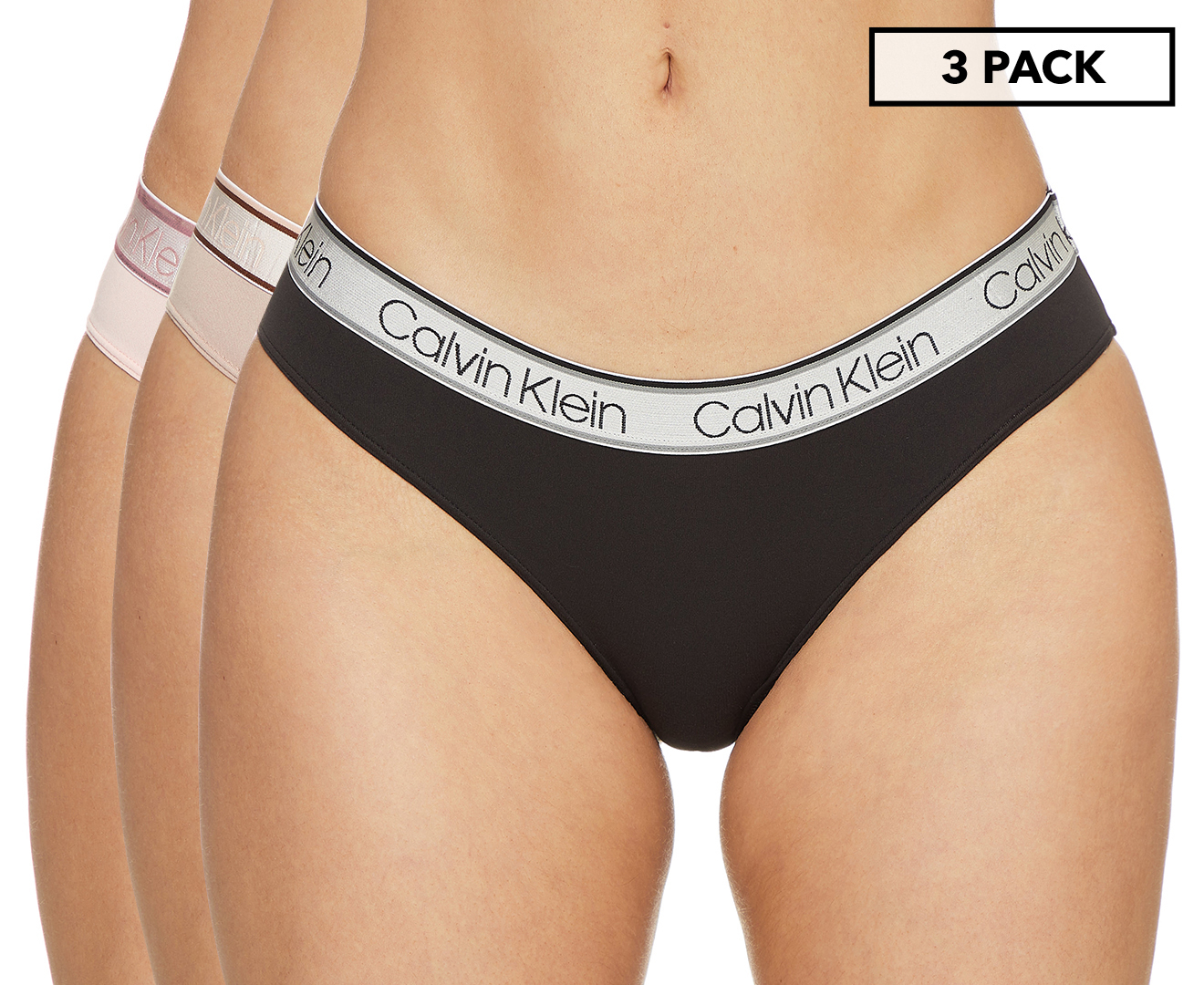 Calvin Klein Women's Chromatic Bikini Briefs 3-Pack - Black/Pink