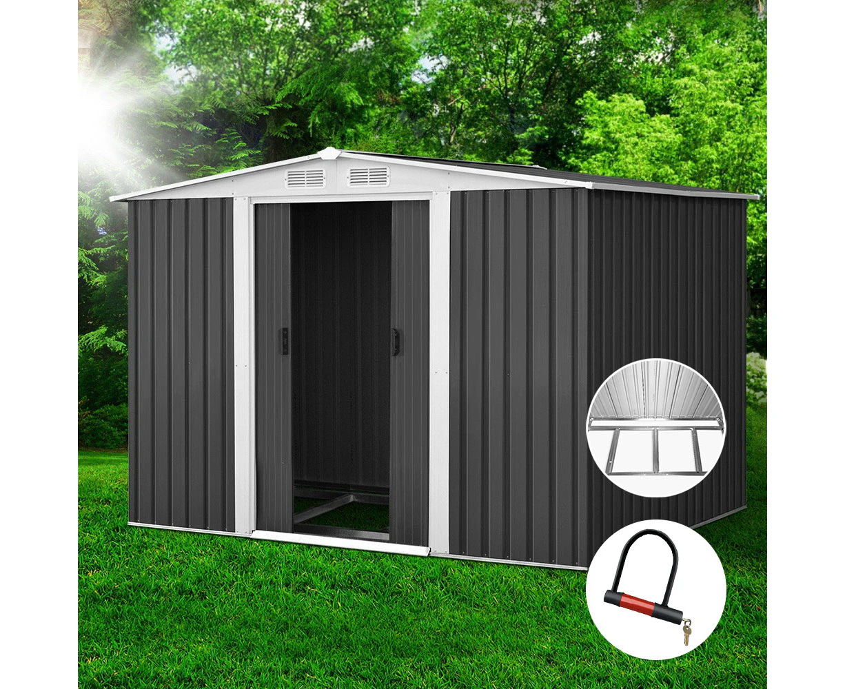 Giantz Garden Shed 2.58x2.07M w/Metal Base Sheds Outdoor Storage Double Door Tool