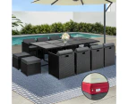 Gardeon Outdoor Dining Set 13 Piece Wicker Table Chairs Setting Black